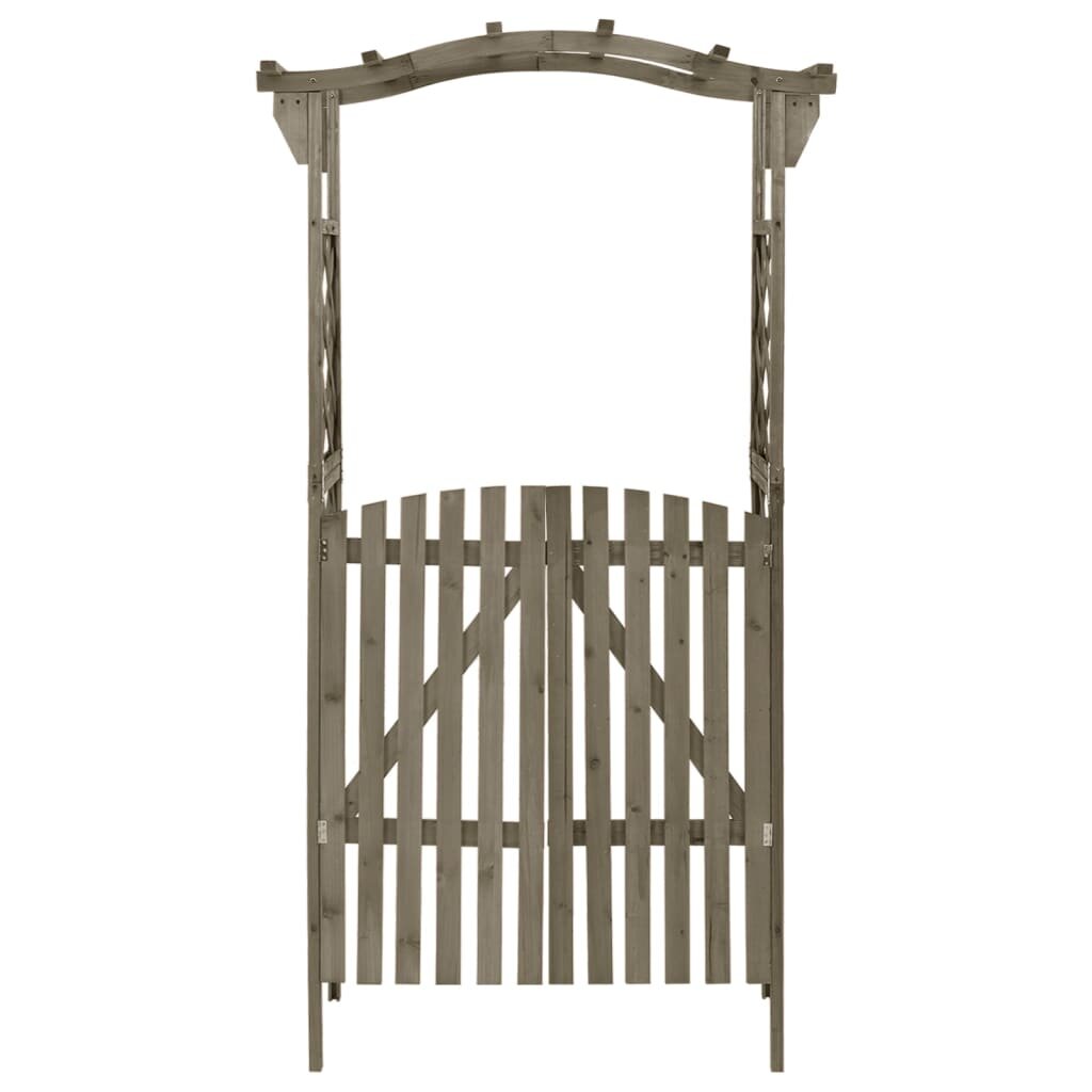 AOQJ vidaXL Solid Firwood Pergola with Gate Outdoor Garden Arch Gate Brown/Gray & Reviews